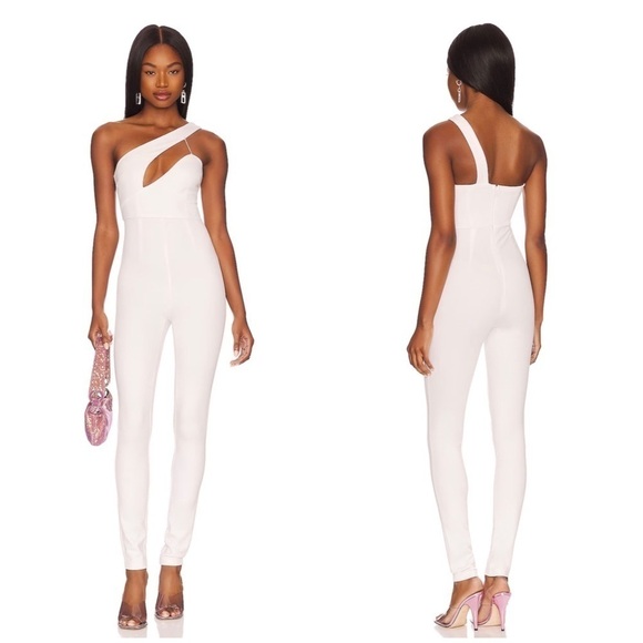 Superdown Tiasha Asymmetrical Jumpsuit in White - Picture 1 of 6